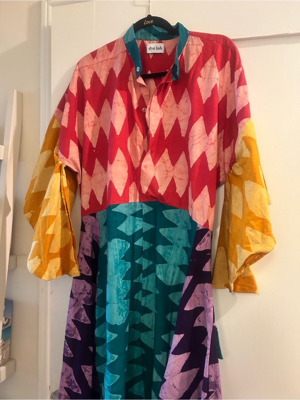 Multicolor Shirt Dress w/Kimono Sleeves from DyeLab (New with No Tags); Size M - Picture 3 of 7